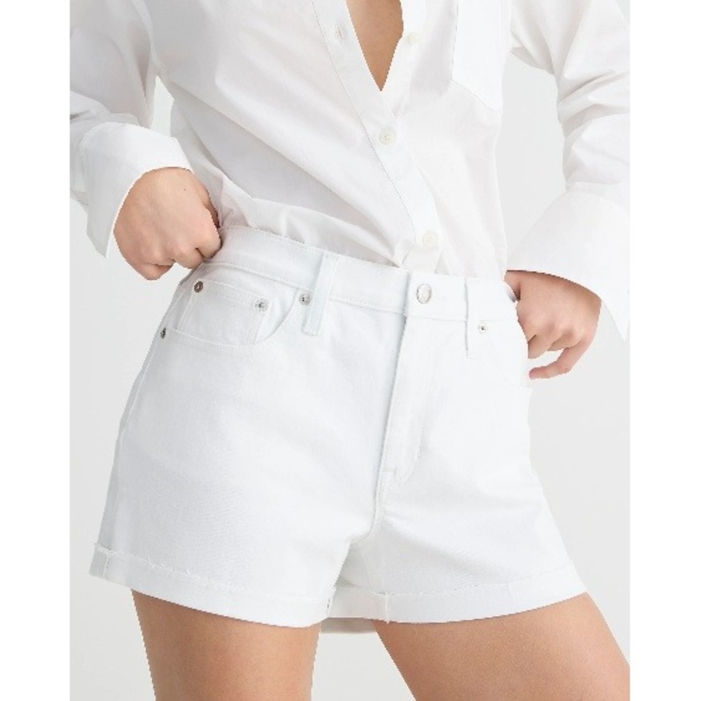J.Crew Denim Shorts White High Rise Cuffed Minimalist Coastal 31
